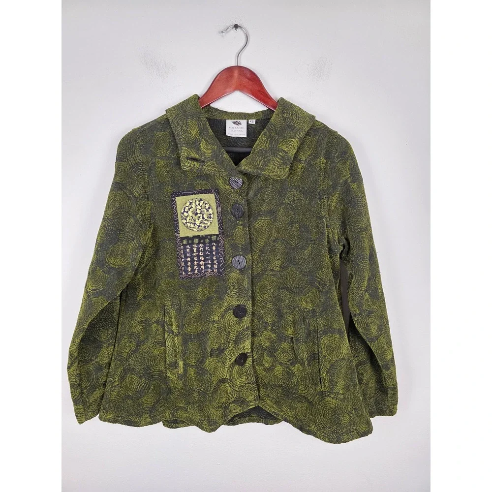Brie Kriebel Clothing Women's XS Green Textured Embroidered Jacket